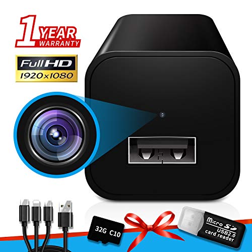 Product Cover Spy Camera Charger-Hidden Camera-Give Away 32G TF Card-Motion Detection -HD1080p- Mini Spy Camera -USB Charger Camera-Nanny Camera-Hidden Spy Camera-Surveillance Camera Full HD (Hidden Black)