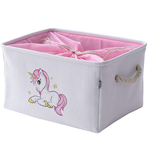 Product Cover INough Unicorn Storage Bins for Kid, Collapsible Storage Basket Toys Clothes Crafts Organizer,Fabric Laundry Baskets Storage Bin with Handle for Organizing Home/Nursery/Kitchen/Closet,Large (Unicorn)