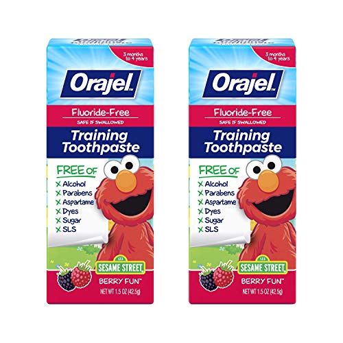 Product Cover Orajel Elmo Fluoride-Free Training Toothpaste, Berry Fun, 1.5oz 4-Pack