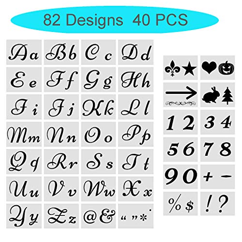 Product Cover Stencils Template - Reusable Plastic Craft Stencils for Art Drawing Painting Spraying Window Glass Door Wood Journal Scrapbook Car Body (Letter Stencils)
