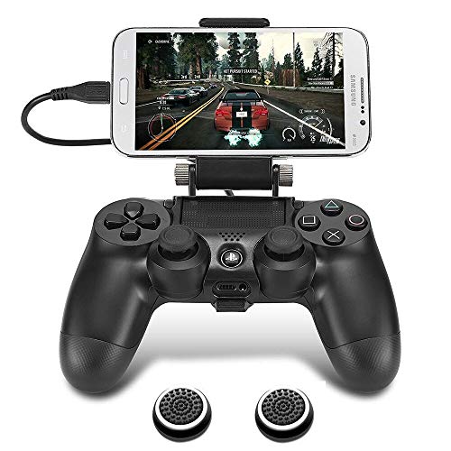 Product Cover PS4 Controller Phone Clip, TAACOO Foldable Game Controller Clamp Mobile Phone Holder Smartphone Mount for Playstation 4 (Black)