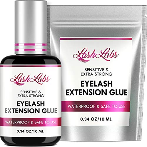 Product Cover Eyelash Glue for Professional Lash Extensions - Deep Black Lash Glue - Extra Strong Hold & Long Lasting - Volume Plus & Max Boning - 1-2 Sec Drying Time - 0,34OZ - Latex FREE Lash Adhesive