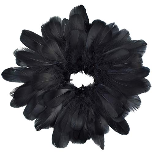 Product Cover obmwang 100 Pieces 8-12cm Natural Goose Feathers for DIY Craft Wedding Party Home Decorations, Black