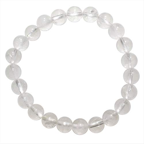 Product Cover Zenergy Gems Charged Premium Amplifier Clear Quartz Crystal 8mm Bead Bracelet + Selenite Charging Crystal