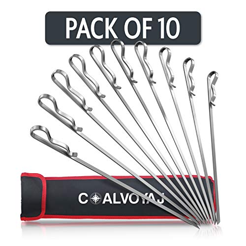 Product Cover CoalVoyaj 17 Inch Skewers for Grilling - Pack of 10 Stainless Steel Kabob Skewers with Storage Bag