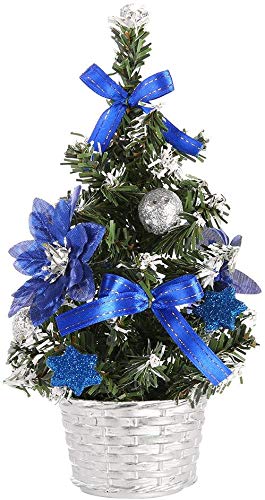 Product Cover Prudance 8 inch Tall Mini Tabletop Christmas Trees Decor Merry Christmas Trees Festival Decorations for Christmas (Blue)