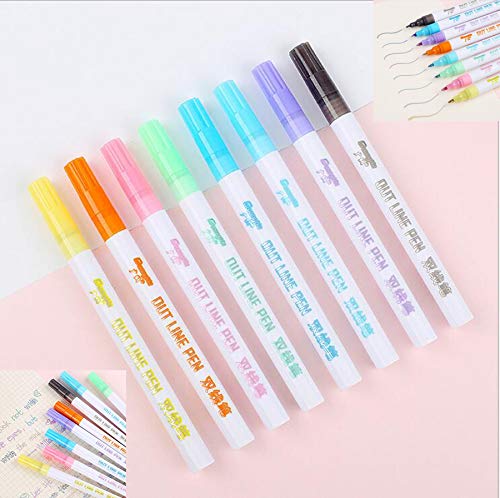 Product Cover 8 Colors/Set Gift Card Writing Drawing Pens Double Line Outline Pen Stationery Christmas Gifts for Kids