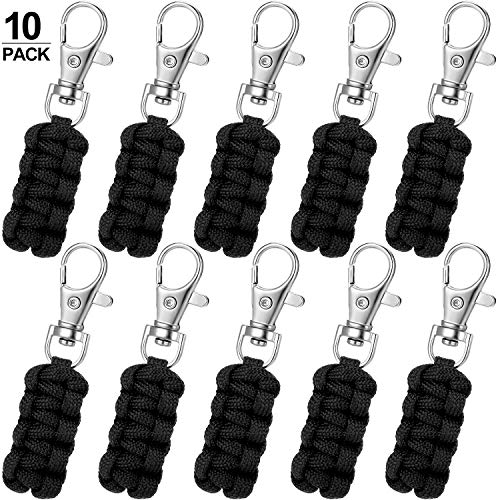 Product Cover 10 Pieces Paracord Zipper Pulls Backpack Pull Rope Keychains Zipper Extension for Backpacks Tents Cases Jackets (Black)