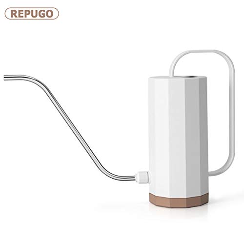 Product Cover REPUGO Plastic Watering Can, Watering Can, Plant Watering Can with Long Spout, Modern Style Watering Pot, 1.2L/40 oz Small Watering Can for Outdoor Indoor House Garden Plants (White)