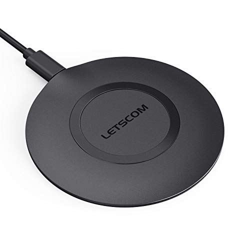 Product Cover LETSCOM Wireless Charger, Qi-Certified 15W Max Fast Wireless Charging Pad Ultra Slim, Compatible with iPhone 11/11 Pro Max/XS Max/XR/XS/X/8/8+, Galaxy Note 10/Note 10+/S10/S10+/S10E (No AC Adapter)