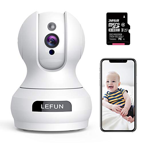 Product Cover WiFi Camera - Lefun Home Indoor Security Camera with 32G Micro SD Card Surveillance Pet Dog Camera, Pan/Tilt/Zoom 2-Way Audio Remote Viewing Baby Monitor Motion Detect Night Vision Webcam