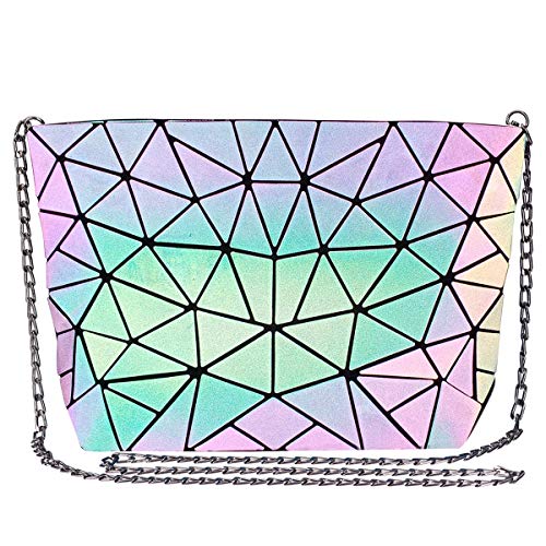 Product Cover Geometric Luminous Crossbody Bag Women Tote Bag Holographic Purses and Flash Reflective Shoulder Clutch Bag for Girls