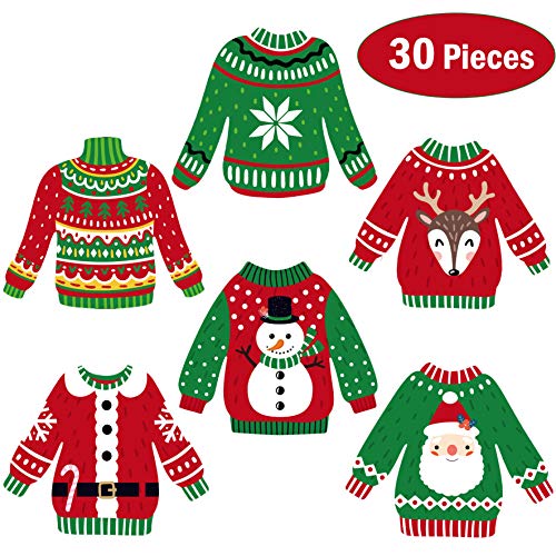 Product Cover Ugly Sweater Party Decorations Ugly Christmas Cutouts Holiday Party Decor Ugly Sweater Shaped Paper DIY Cut-Outs