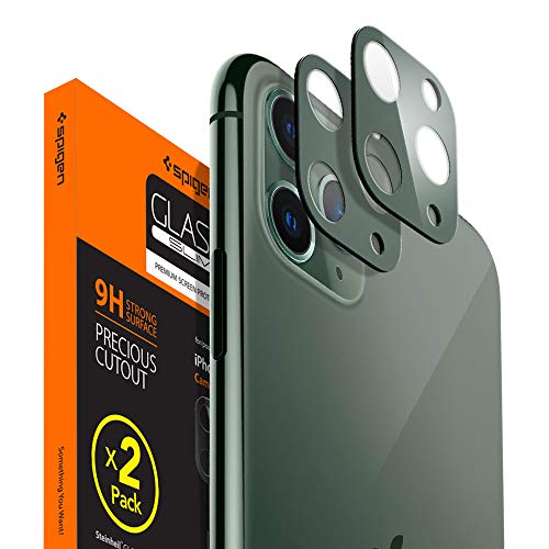 Product Cover Spigen, 2 Pack, iPhone 11 Pro/iPhone 11 Pro Max Camera Lens Protector [Midnight Green] Full coverage, Scratch-Resistant, Waterproof, Oil Free rear camera guard