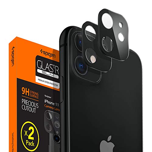 Product Cover Spigen, 2 Pack, iPhone 11 Camera Lens Protector [Black] Full coverage, Scratch-Resistant, Waterproof, Oil Free rear camera guard for iPhone 11 (6.1
