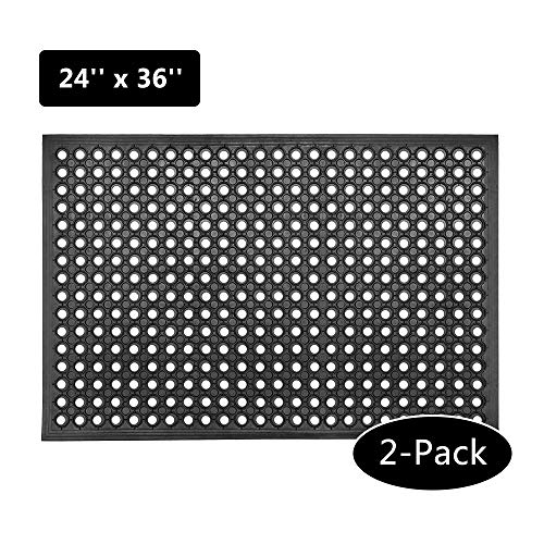 Product Cover ROVSUN Rubber Floor Mat with Holes, 24''x 36'' Anti-Fatigue/Non-Slip Drainage Mat, for Industrial Kitchen Restaurant Bar Bathroom, Indoor/Outdoor Cushion (2)