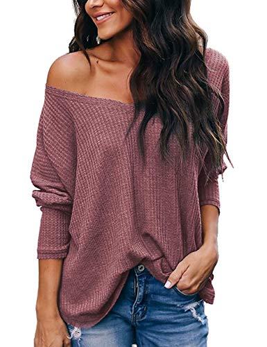 Product Cover NIASHOT Womens V Neck Long Sleeves Casual Soft Sweaters Pullover Tops