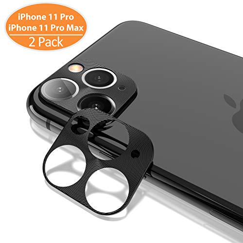 Product Cover iPhone 11 Pro Max Camera Lens Protector - [2 Pack] TINICR 0.2mm Ultra Thin Metal Back Rear Camera Lens Screen Cover Case Shield for iPhone 11 Pro/11 Pro Max (2019), Black