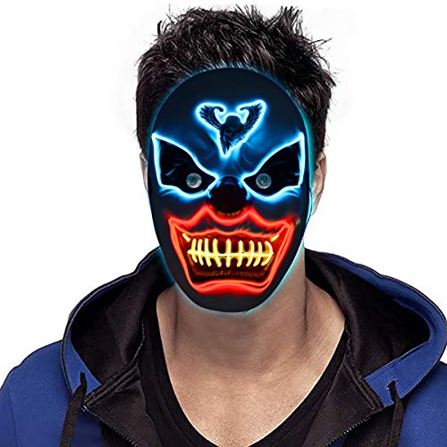 Product Cover Pegason Halloween Mask LED Costume Mask Light Up for Masquerade Festival Parties El Wire Cosplay Glowing Scary Mask