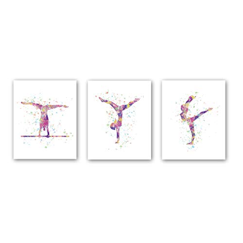 Product Cover CHDITB Unframed Abstract Girl Gymnastics Wall Art Print,Sporting Silhouette Poster,Set of 3（8