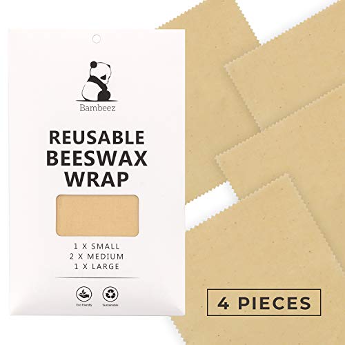 Product Cover Beeswax Food Wrap - Pack of 4 | Beeswax Wrap | Unbleached, No Synthetic & Chemicals | Washable, Reusable & Eco-Friendly | Using 100% Organic Beeswax, Dye-free cotton | 3 Sizes (S, M, L)