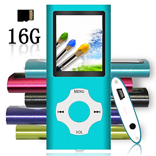 Product Cover Tomameri - Portable MP3 / MP4 Player with Rhombic Button, Including a 16 GB Micro SD Card and Support Up to 64GB, Compact Music, Video Player, Photo Viewer Supported - White-in-Blue
