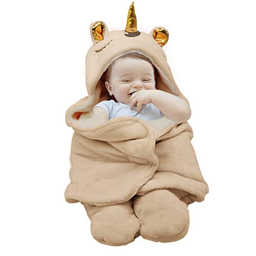 Product Cover Aumicu Newborn Baby Girl Boy Clothes,Soft Plush Unicorn Baby Wrap Swaddle Blanket,Sleeping Sack,Receiving Blankets for Baby of 0-6 Months,Baby Girl Boy Shower Gifts(Brown)