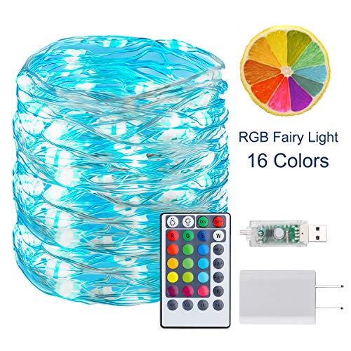 Product Cover BINZET 33Ft Fairy Lights - With 100 Leds 16 [Multi] Colors Changing Starry String Lights - Remote Controlled Waterproof Twinkle Lights for Bedroom Party Halloween Christmas Decor [USB Style with Plug]