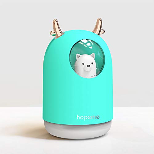 Product Cover HOPEME Cool Mist Humidifier with Adjustable Mist Mode, 300ml Water Tank Lasts Up to 10 Hours, 7 Color LED Lights Changing, Waterless Auto Shut-Off for Bedroom, Home, Office (Bule Color)