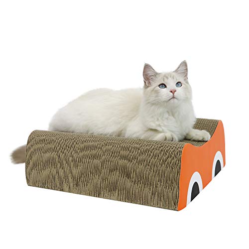Product Cover MSBC Cat Scratcher Cardboard Lounge Cat Head Shape with Catnip, Kitty Cat Scratching Pad Recycle Corrugate Scratcher Cat Scratch Bed Long Lasting Reversable