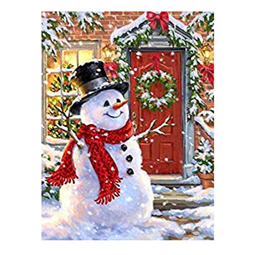 Product Cover Kimily DIY Paint by Numbers for Adults Kids Christmas Paint by Numbers DIY Painting Acrylic Paint by Numbers Painting Kit Home Wall Living Room Bedroom Decoration Christmas Snowman
