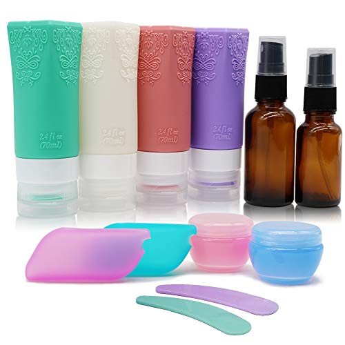 Product Cover NIHONGR Travel Bottles TSA Approved Travel Containers Toiletry Leak Proof Silicone Travel Bottles For Cosmetic Shampoo Conditioner Lotion Soap Liquids Toiletries