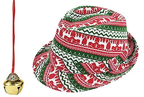 Product Cover HAPPY DEALS ~ Ugly Sweater Fedora and Jingle Bell Necklace Set -Great Ugly Sweater Party Dress up Set