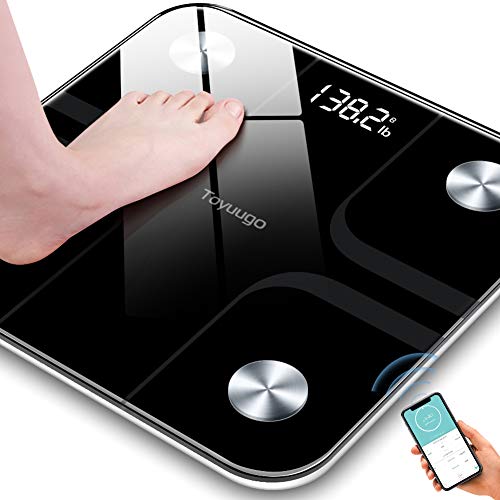 Product Cover Toyuugo Bluetooth Body Fat Bathroom Scale,Scales Digital Weight,Weight Scale,Body Composition Analyzer Wireless BMI with Smart Phone App Scales,396 Pounds / 180kg Max (Black)