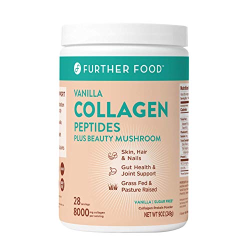 Product Cover Further Food Collagen Peptides Protein Powder, Vanilla | Boosted with Beauty Mushroom | Keto, Paleo, Sugar-Free, Grass-Fed