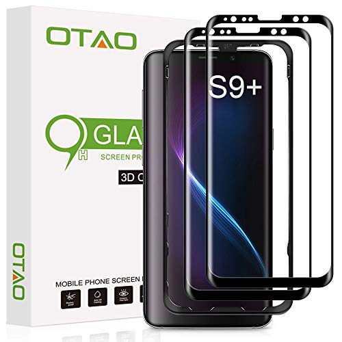 Product Cover Galaxy S9 Plus Screen Protector Tempered Glass (2 Pack), OTAO 3D Curved Dot Matrix [Full Screen Coverage] Glass Screen Protector for Samsung Galaxy S 9 Plus with Installation Tray [Case Friendly]