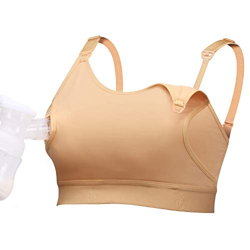 Product Cover Hands Free Pumping & Nursing Bra with Breast Pads, Lupantte Breast Pump Bra for Breastfeeding Moms, Fit Spectra, Lansinoh, Philips Avent Breast Pump, etc. (Medium)