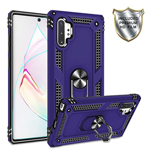 Product Cover Galaxy Note 10 Plus/Note 10+ 5G Case with HD Screen Protector,Gritup 360 Degree Rotating Metal Ring Holder Kickstand Armor Bracket Cover Phone Case for Samsung Galaxy Note 10 Plus Purple