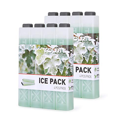 Product Cover TOURIT Reusable Ice Packs for Coolers Long Lasting Freezer Packs for Lunch Bags/Boxes, Cooler Backpack, Camping, Beach, Picnics, Fishing and More (Set of 8, Green)