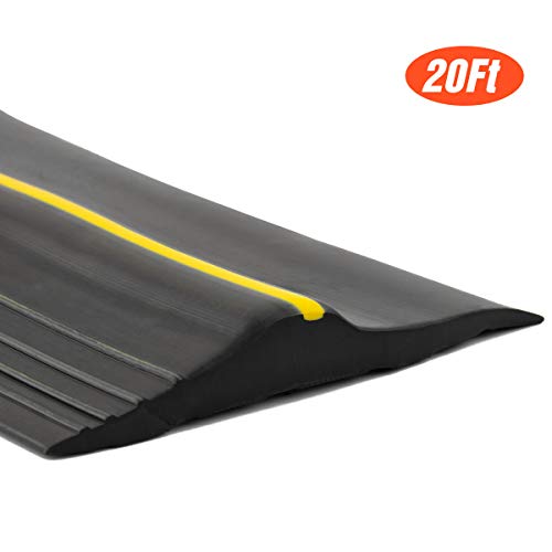 Product Cover 20Ft/6M Universal Garage Threshold Seal Strip, Garage Door Bottom Weatherproof Strip Rubber DIY Weather Stripping Replacement, Not Include Sealant/Adhesive (Black)