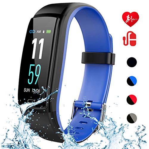 Product Cover Mgaolo Fitness Tracker with Blood Pressure Heart Rate Sleep Monitor,IP68 Waterproof Activity Tracker Smart Watch with Pedometer Calorie Step Counter Compatible with iPhone and Android Phones (Blue)