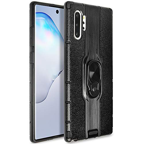 Product Cover WATACHE Galaxy Note 10+ Plus/Pro/5G Case, Dual Layer Hard PC Back Case with 360 Degree Rotation Finger Ring Grip Kickstand, Magnetic Car Mount Feature for Galaxy Note 10+ Plus,#2Black