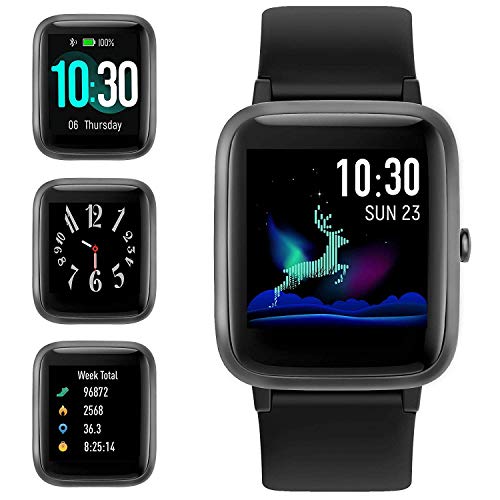 Product Cover Smart Watch for Android iOS Phone, Fitness Tracker Watch Health Exercise Smartwatch with Pedometer Heart Rate Monitor Sleep Tracker IP68 Waterproof Compatible with iPhone Samsung for Men Women (Black)