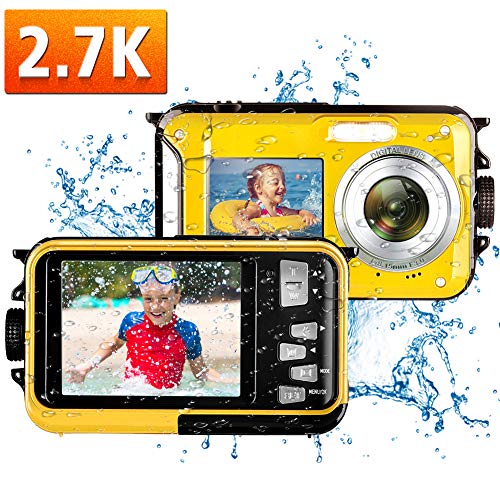 Product Cover Waterproof Camera Underwater Camera Full HD 2.7K 48MP Waterproof Digital Camera for Snorkeling 16X Digital Zoom Point and Shoot Selfie Dual Screen