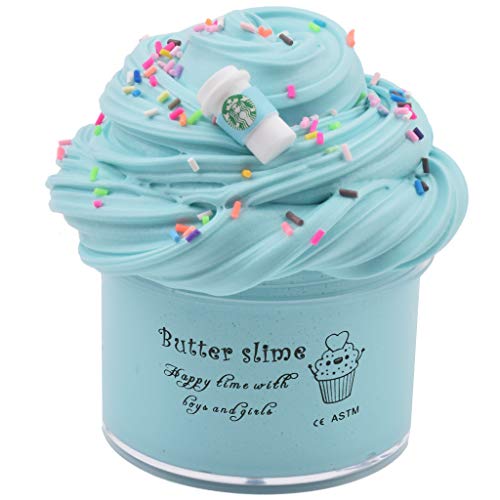 Product Cover Latte Slime (Scented) with Charm, Butter Slime Strechy Non-Sticky and Glossy Slime, Stress Relief Toy for Girls and Boys  (Blue)