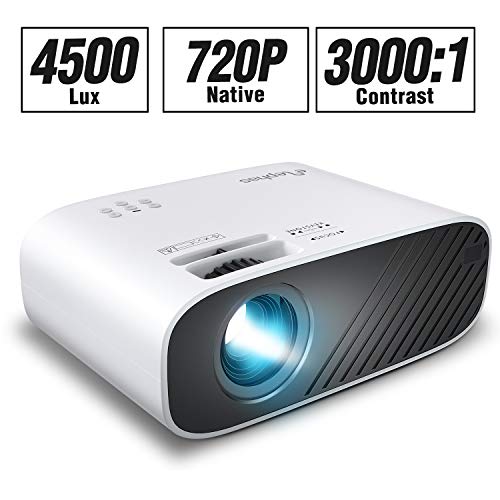 Product Cover ELEPHAS 2020 Mini Movie Projector, 4500 LUX Full HD 1080P Video Projector, with 50, 000 Hours LED Lamp Life and 200