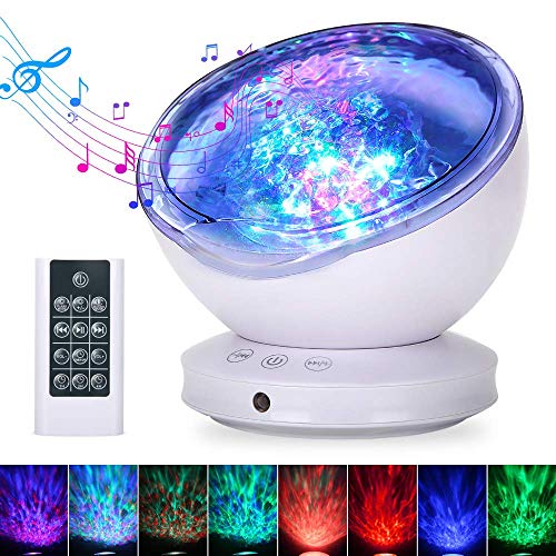 Product Cover Ocean Wave Projector, GRDE 2019 Newest 12 LED Remote Control Night Light Lamp with Timer 8 Lighting Modes Light Show LED Night Light Projector Lamp for Baby Kids Adults Bedroom Living Room