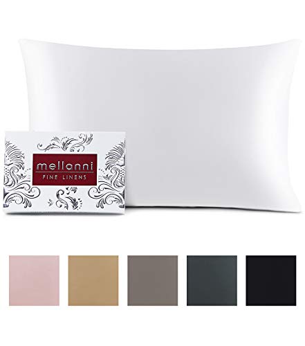 Product Cover Mellanni Silk Pillowcase Queen - 19 Momme 100% Pure Natural Mulberry Silk Pillow Case for Hair and Skin - Hidden Zipper Closure - Both Sides are Silk (Queen 20