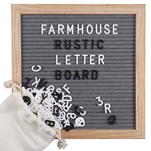 Product Cover Felt Letter Board with 10 x 10 Oaken Message Board, Changeable Letter Board Include 510 PRE- Cut Letters, Upgrade Triangle Wooden Stand, Storage Pouches, Scissors