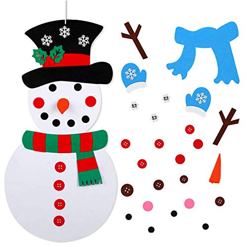 Product Cover Ezzmo DIY Felt Christmas Snowman Game Set for Toddlers Wall Hanging Xmas Gifts for Kids Christmas Decorations